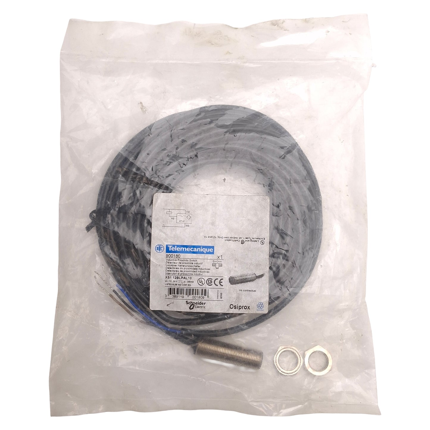 New Telemecanique XS112BLPAL10 Inductive Proximity Sensor, PNP, 2mm, 12-24VDC, M12
