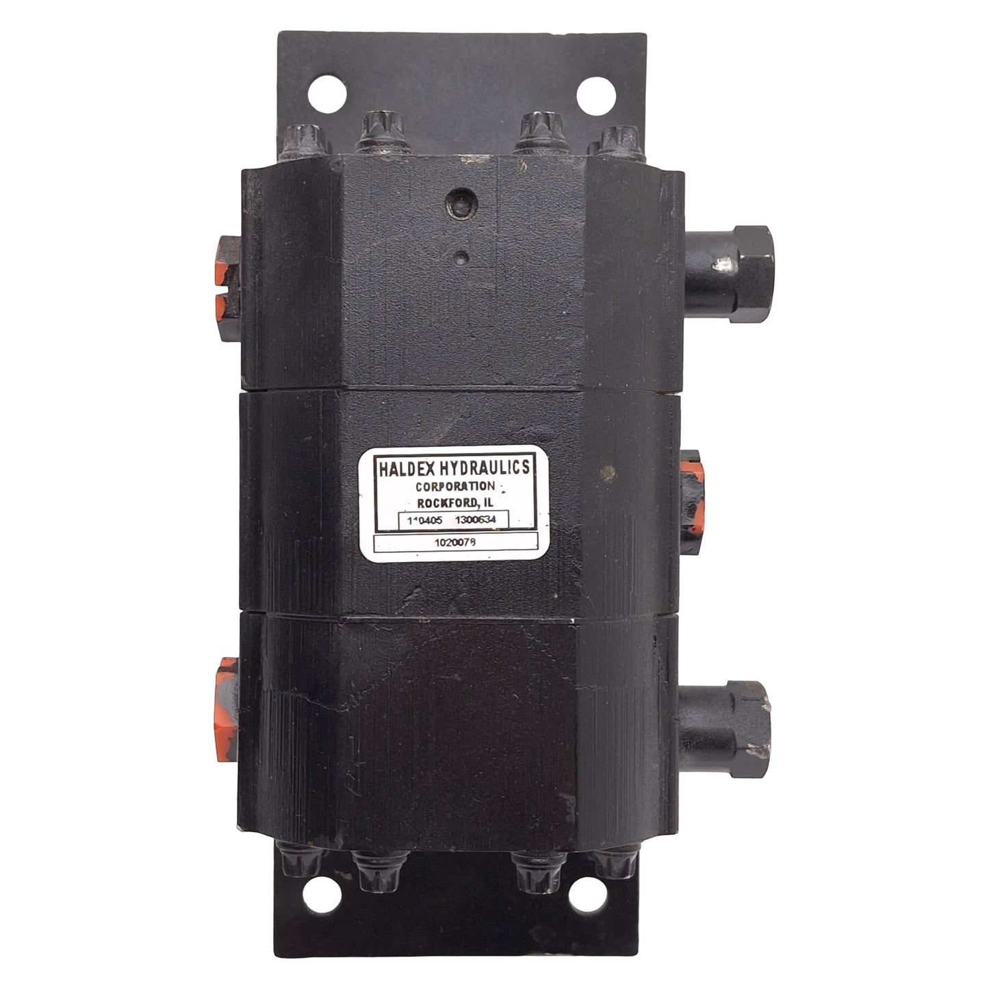 Used Haldex Hydraulics 1300634 Flow Divider, 2-Section, 0.129in³/Section, 3/4-16 SAE