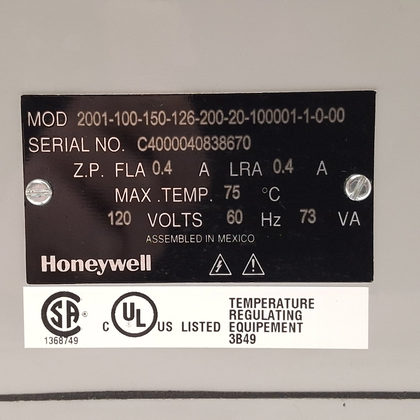 New Honeywell 2001-100-150-126-200-20-100001-1-0-00 HercuLine 2000 Actuator, 120VAC