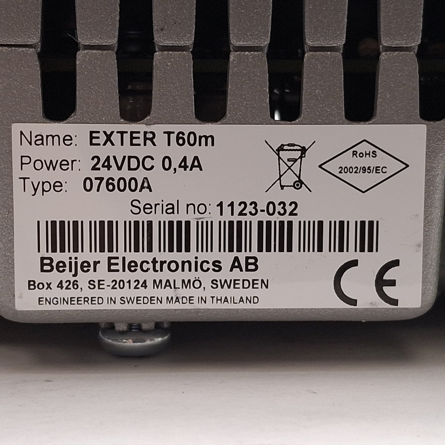 Used Beijer T60m Exter Touchscreen HMI, 5.7in TFT-LCD, 320x240, RS232C/422/485, 24VDC