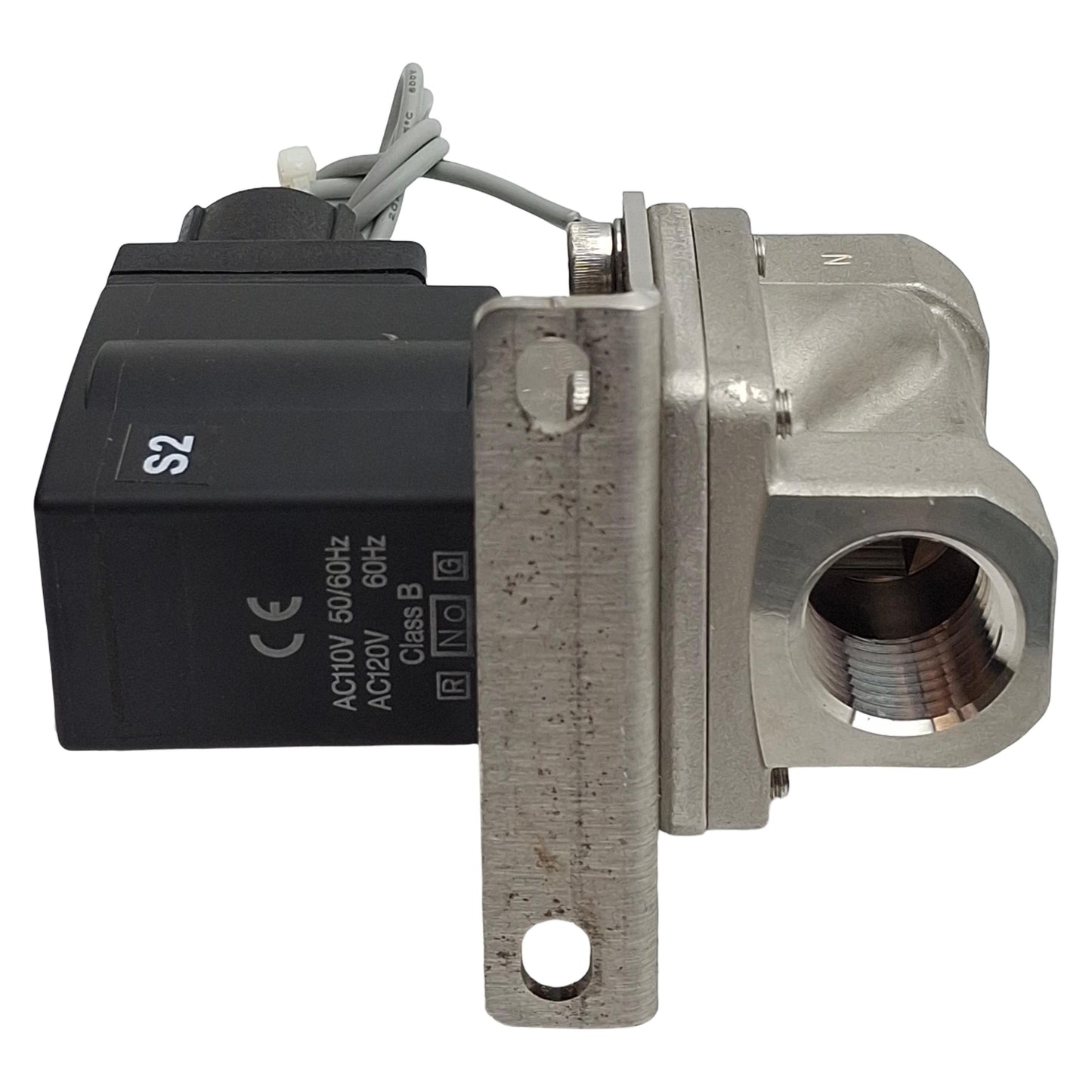 Used SMC VXZ2240L-04N-3CR1 Solenoid Valve, 2-Way NO, 1/2in NPT, 1MPa, 110/120VAC Coil