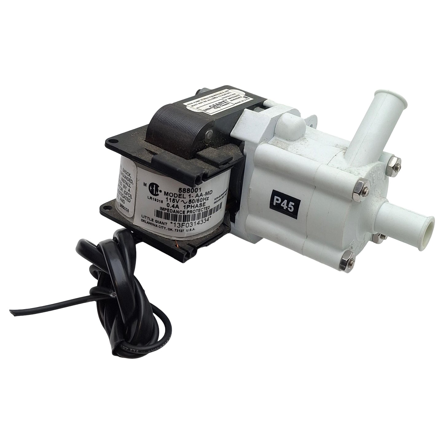 Used Little Giant 588001 1-AA-MD Magnetic Drive Pump, 1-Phase, 115VAC, ø1/2in Hose