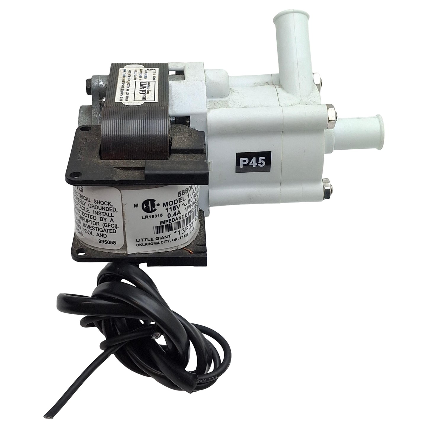 Used Little Giant 588001 1-AA-MD Magnetic Drive Pump, 1-Phase, 115VAC, ø1/2in Hose