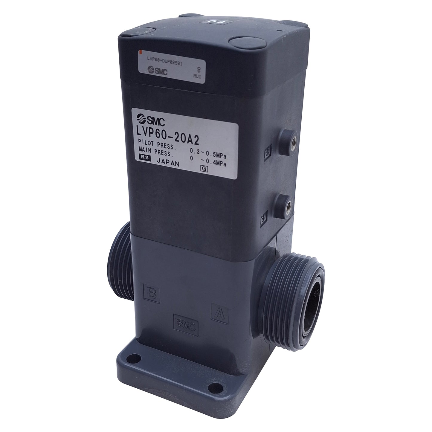 Used SMC LVP60-20A2 Air Operated Valve 22mm Orifice, NC, M5x0.8 Thread *Missing Tube*