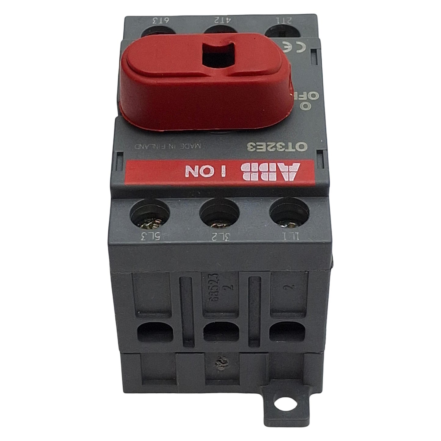 Used ABB OT32E3 Disconnect Switch, 3-Pole, 40A 600VAC, DIN Rail Mount, 6in Extension