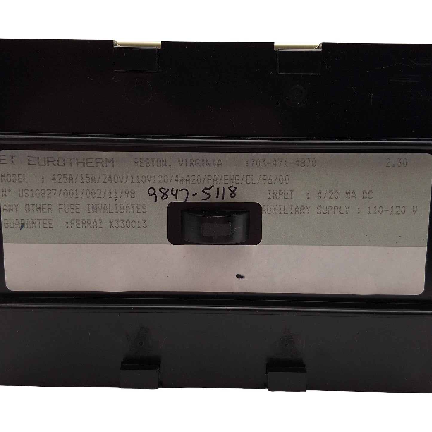 Used Eurotherm 425A/15A/240V/110V120/4MA20/PA/ENG/CL/96/00 Eurocube Thyristor Unit