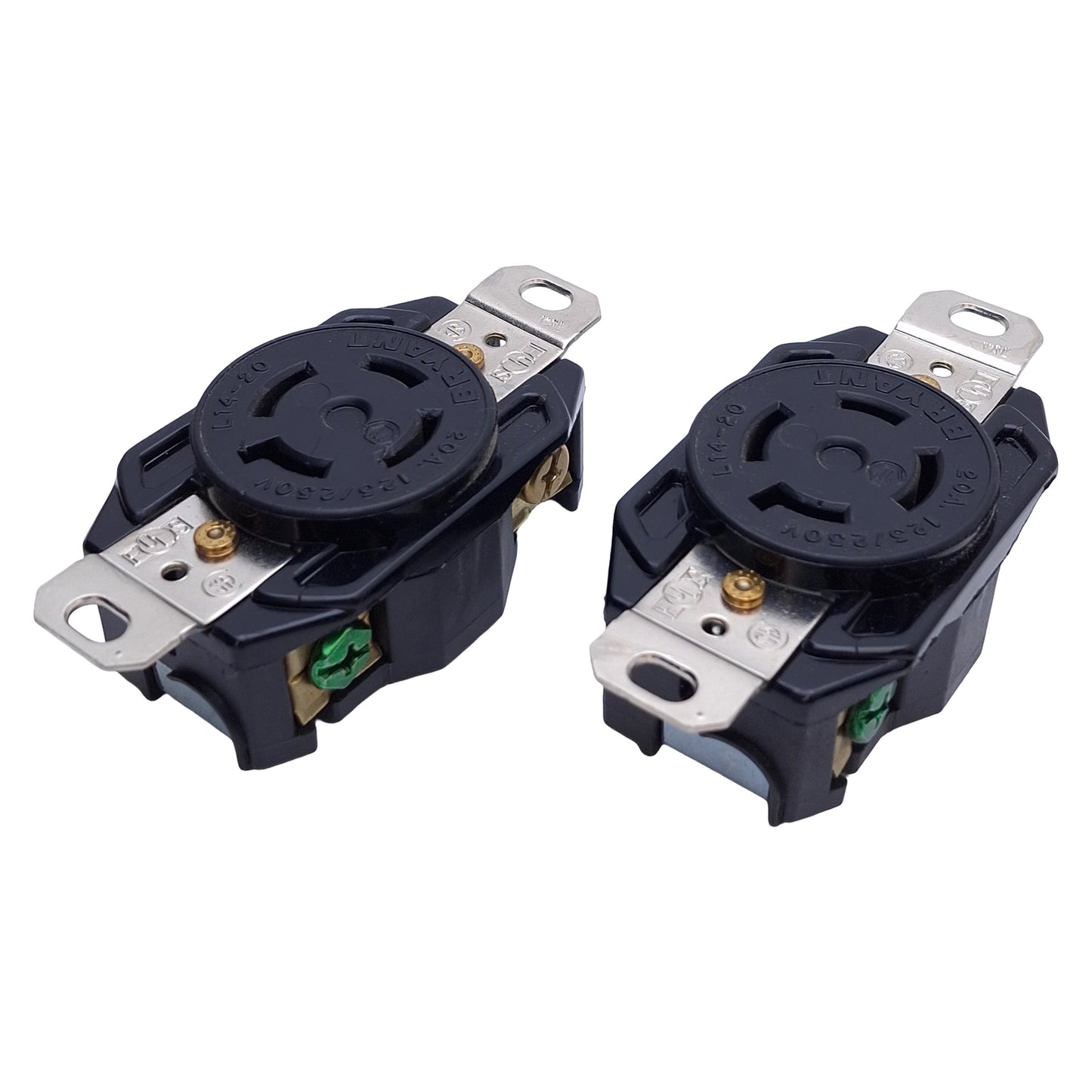 Used Lot of 2 Bryant 71420FR Twist Lock Receptacle 4-Pole, 125/250VAC, L14-20R NEMA