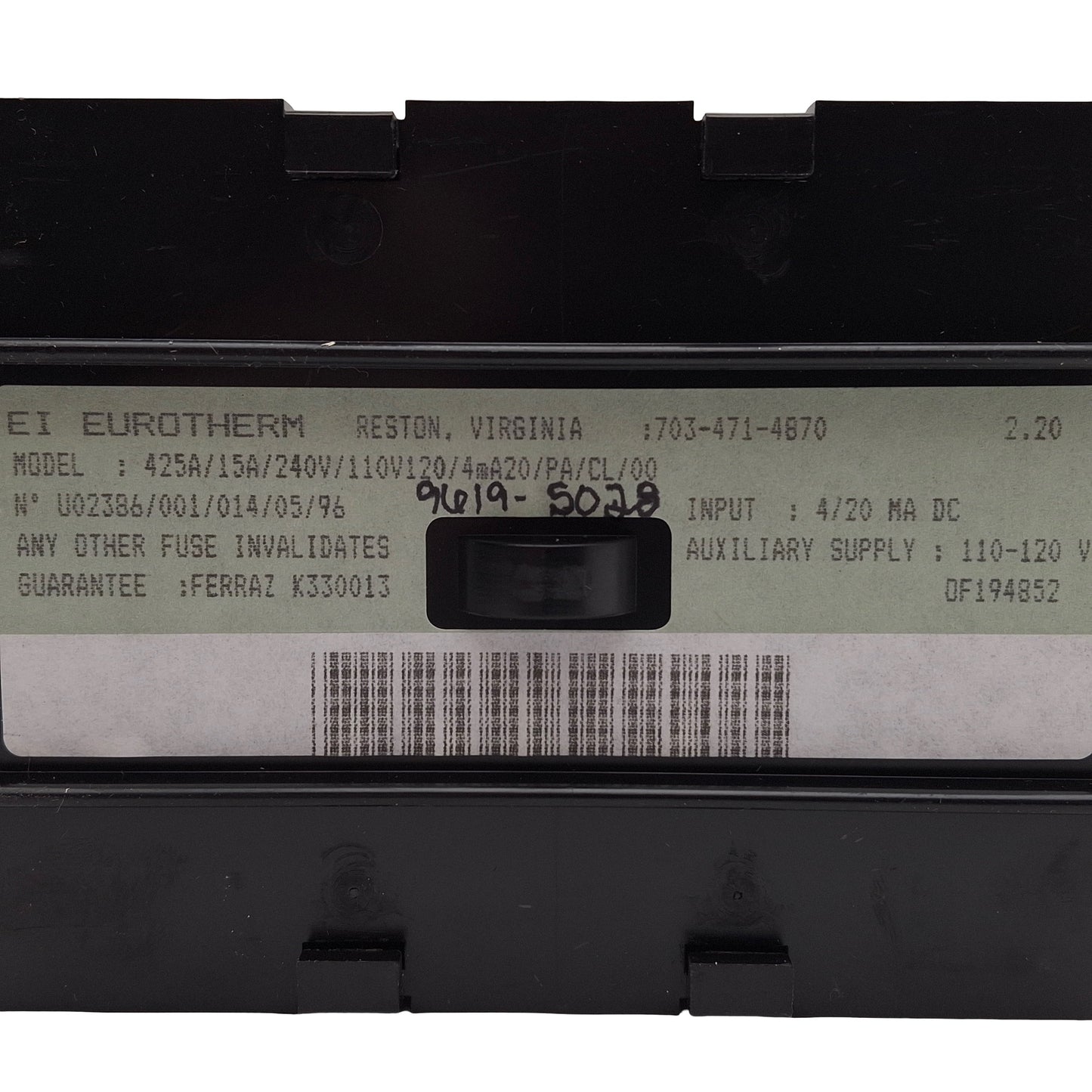 Used Eurotherm 425A/15A/240V/110V120/4MA20/PA/ENG/CL/00 Eurocube Thyristor Unit, 15A
