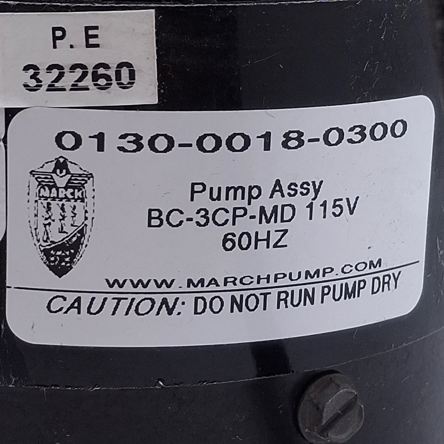 Used March Pumps BC-3CP-MD Magnetic Drive Pump 1-Phase, 115/230VAC, 3/4" FPT Inlet