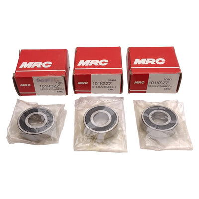 New Lot of 3 MRC 101KSZZ Radial Ball Bearing, ø12mm ID, ø28mm OD, 8mm Width, 2360N