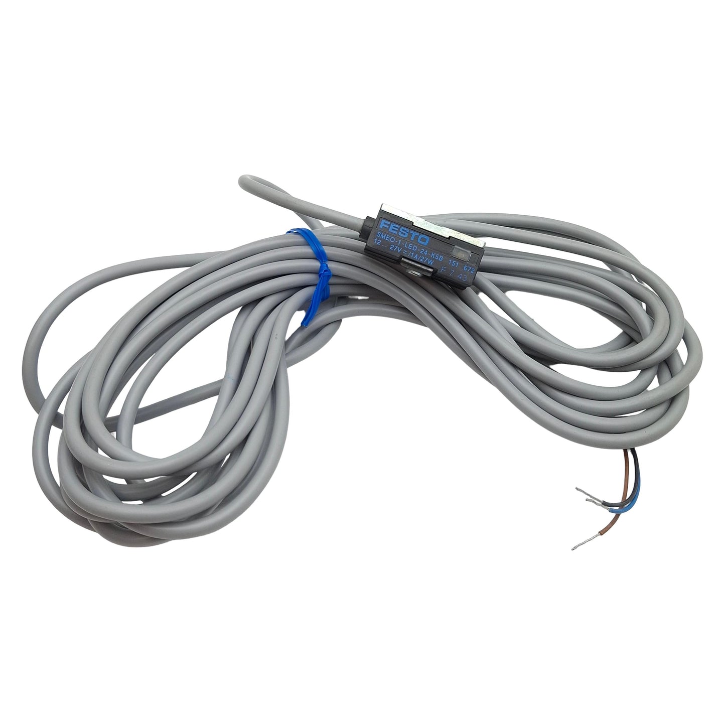 New – Open box Festo SMEO-1-LED-24-K5-B Proximity Sensor, Bipolar N/O, 12-27VDC, 3-Wire Lead 5m