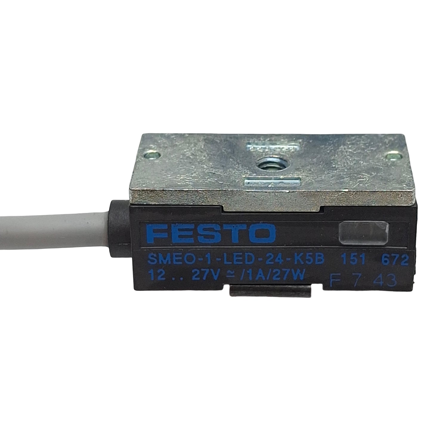 New – Open box Festo SMEO-1-LED-24-K5-B Proximity Sensor, Bipolar N/O, 12-27VDC, 3-Wire Lead 5m