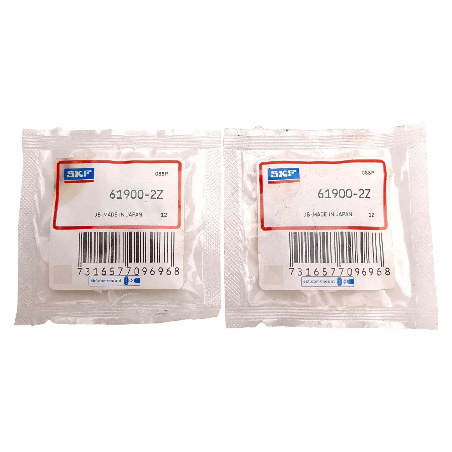 New Lot of 2 SKF 61900-2Z Ball Bearing, ø10mm ID, ø22mm OD, 6mm Width, 1.27kN