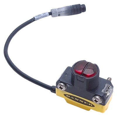Used Banner QS18EN6CV45Q Photoelectric Sensor NPN, 43mm Range, 10-30VDC, 4-Pin M8
