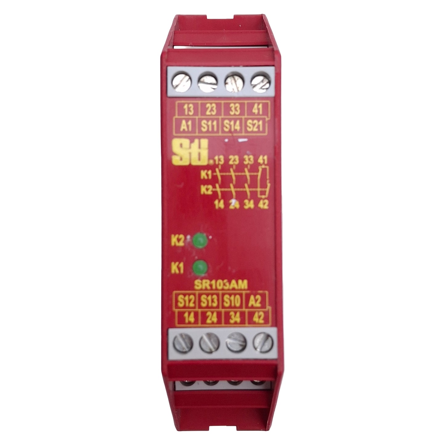 Used Omron SR103AM01 Safety Relay 2NC In, 3NO Out, 1NC Aux, 24VAC/DC, DIN Rail