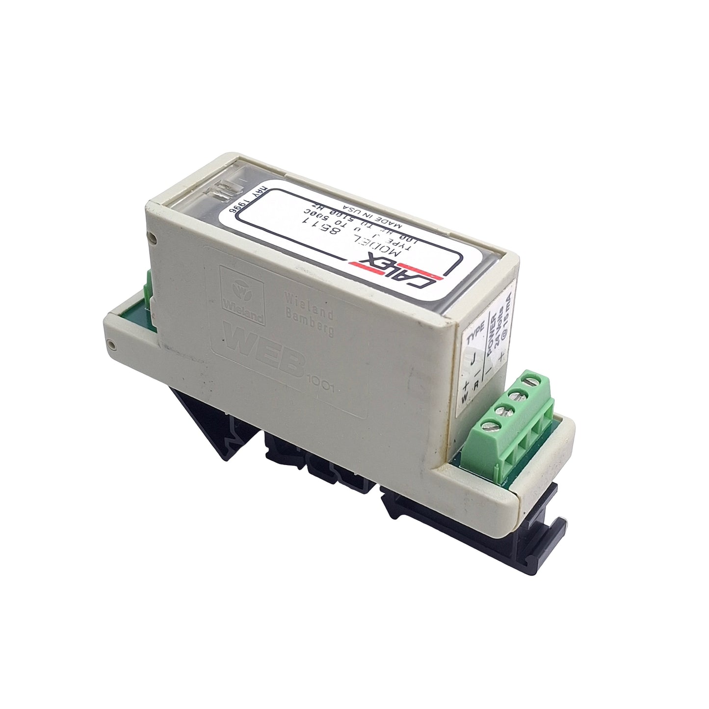 Used Calex Model 8511 Thermocouple Converter, Type J, 100Hz to 5100Hz Output, 24VDC