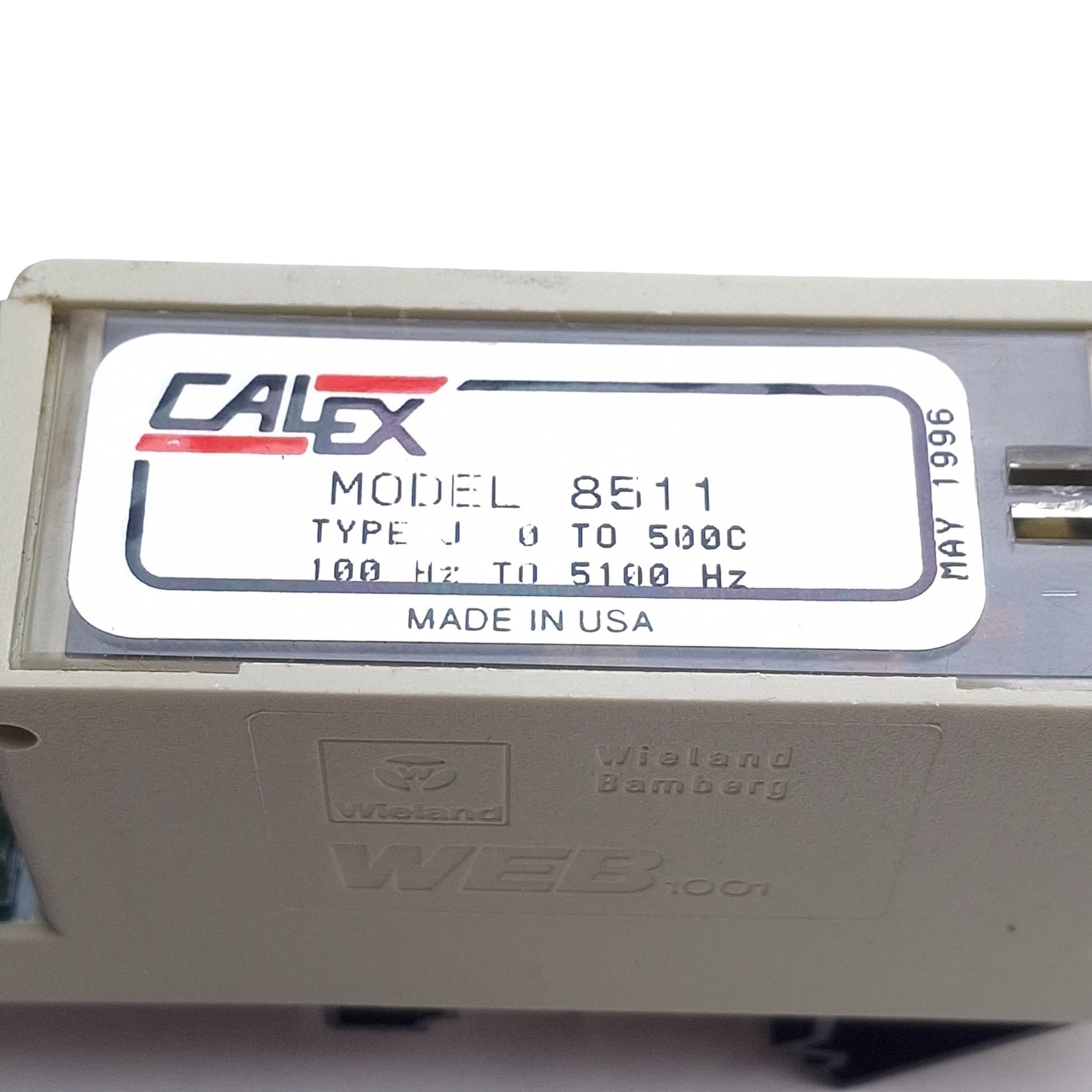 Used Calex Model 8511 Thermocouple Converter, Type J, 100Hz to 5100Hz Output, 24VDC