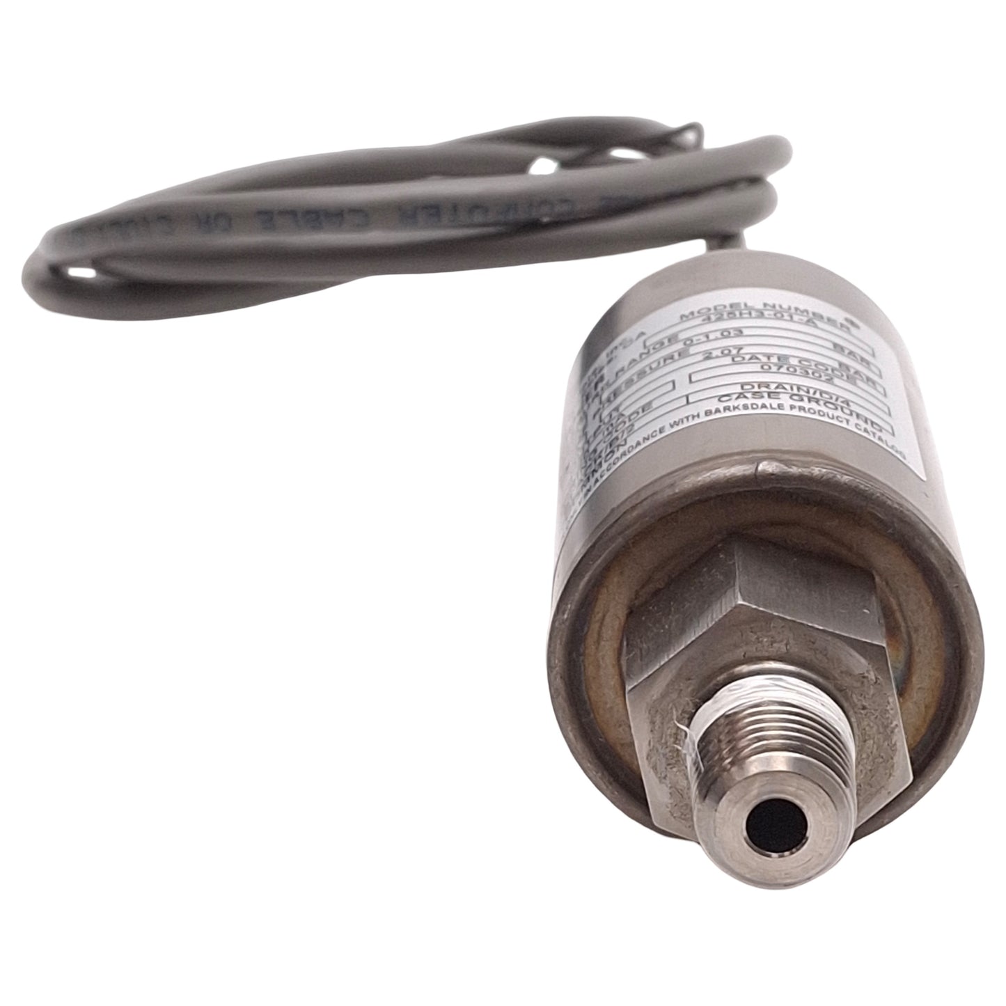 Used Barksdale 425H3-01-A Pressure Transducer, 0-15psia, 4-20mA Output, 12-30VDC
