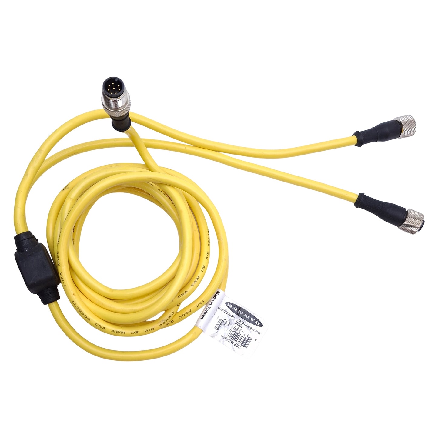 Used Banner CSB-M1288M128 QD Splitter Cable 8-pin M12 Male to Female, 9ft Length