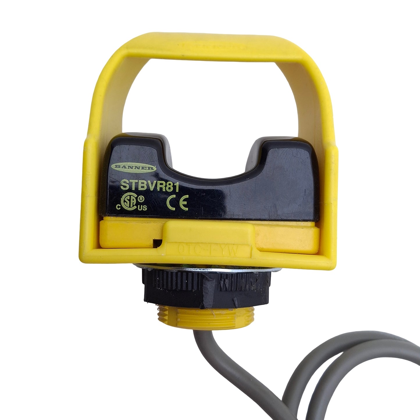 Used Banner STBVR81 Optical Touch Button Switch w/Guard, 20-30VAC/DC, 1.5ft Cable