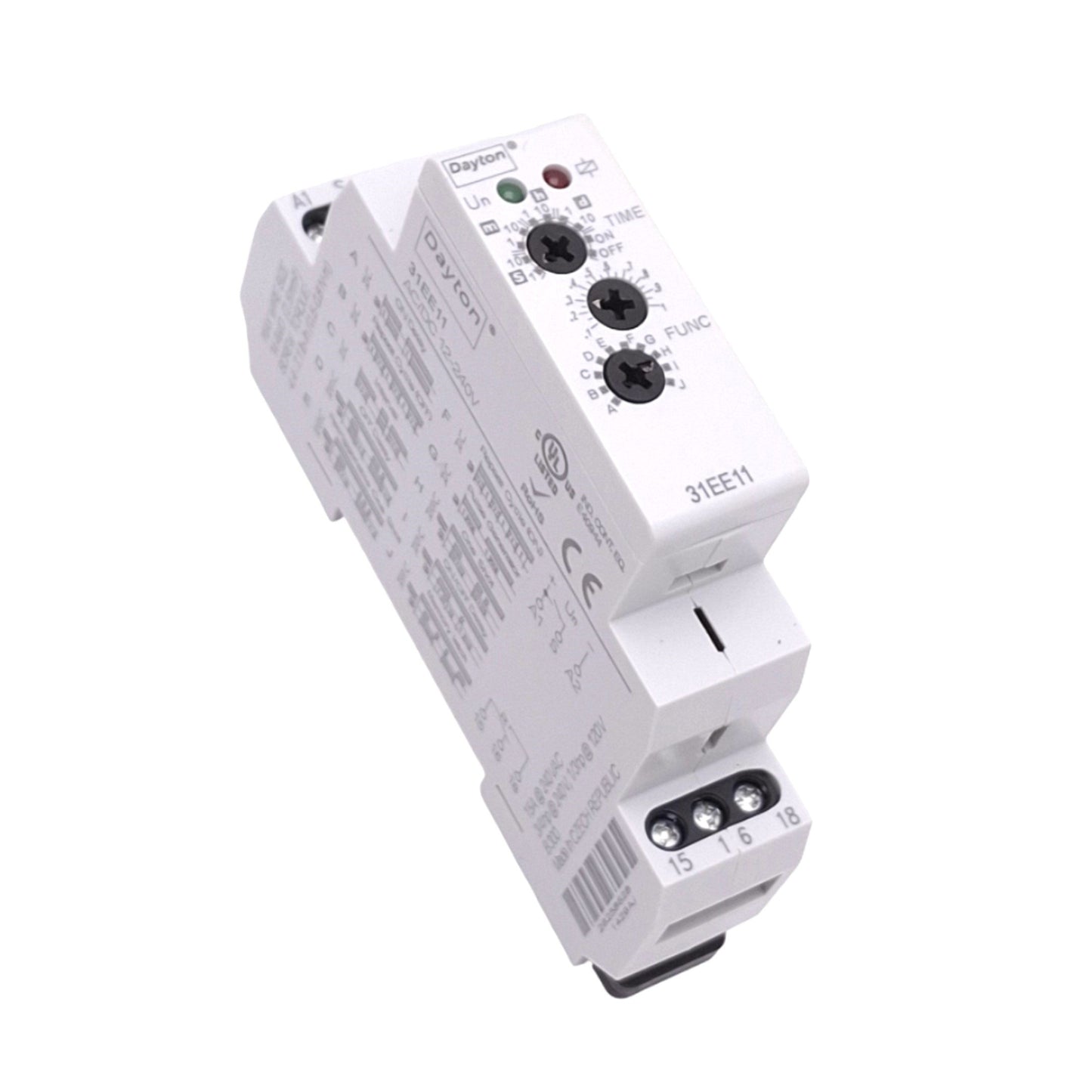 Used Dayton 31EE11 Time Delay Relay, 12-240VAC/DC In, SPDT, 0.1s-10d, 15A Max