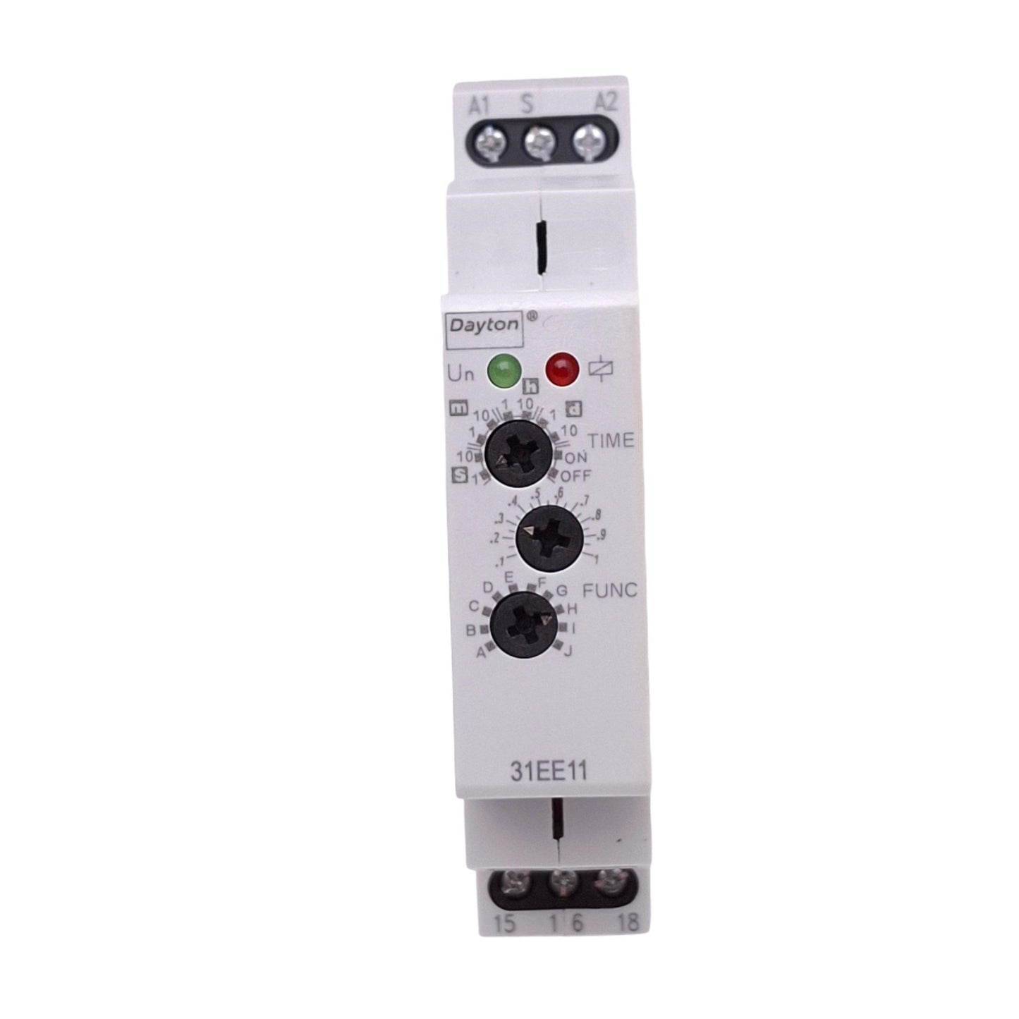 Used Dayton 31EE11 Time Delay Relay, 12-240VAC/DC In, SPDT, 0.1s-10d, 15A Max