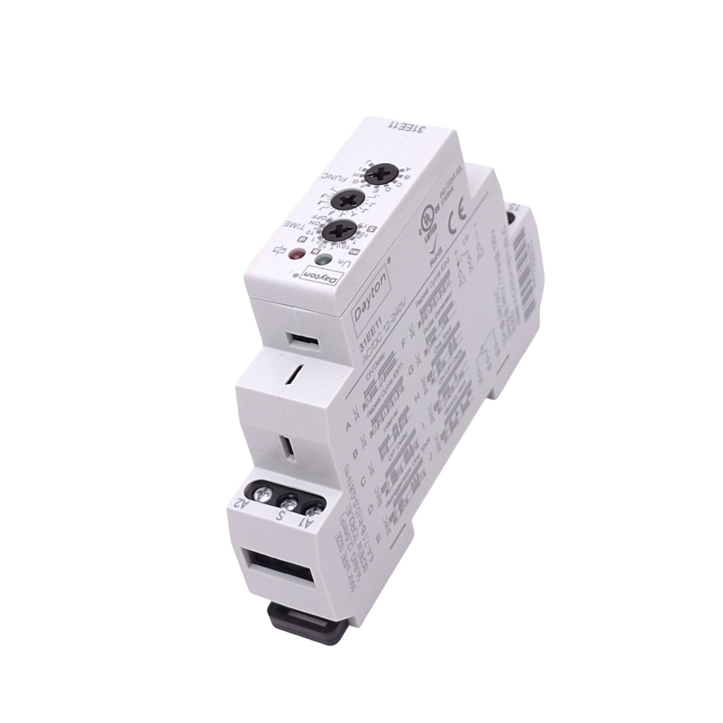 Used Dayton 31EE11 Time Delay Relay, 12-240VAC/DC In, SPDT, 0.1s-10d, 15A Max
