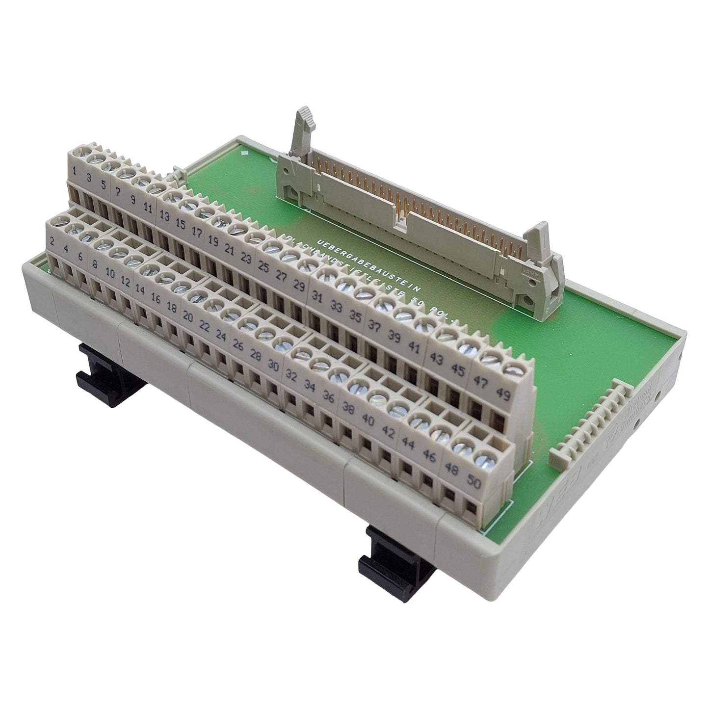 Used Wieland Electric 87.210.2210.3 Breakout Board 50-Pin Male, 60VAC/70VDC, DIN Rail