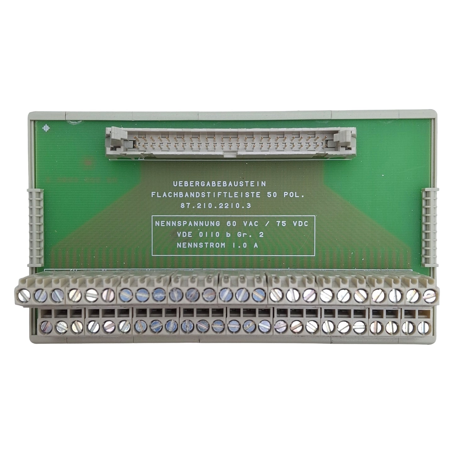 Used Wieland Electric 87.210.2210.3 Breakout Board 50-Pin Male, 60VAC/70VDC, DIN Rail