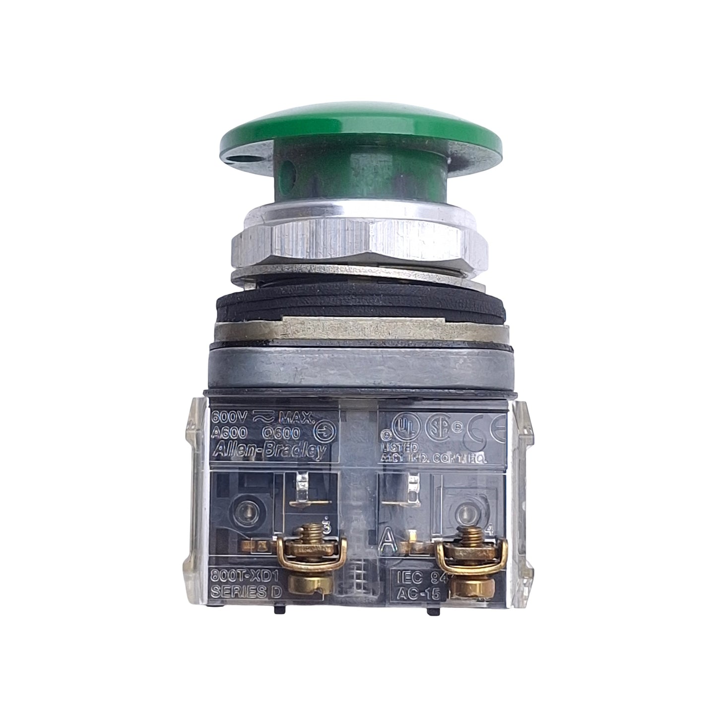 Used Allen Bradley 800T-D1D1 PushButton Switch, Momentary, 30mm, 1NO, 600VAC 10A Max