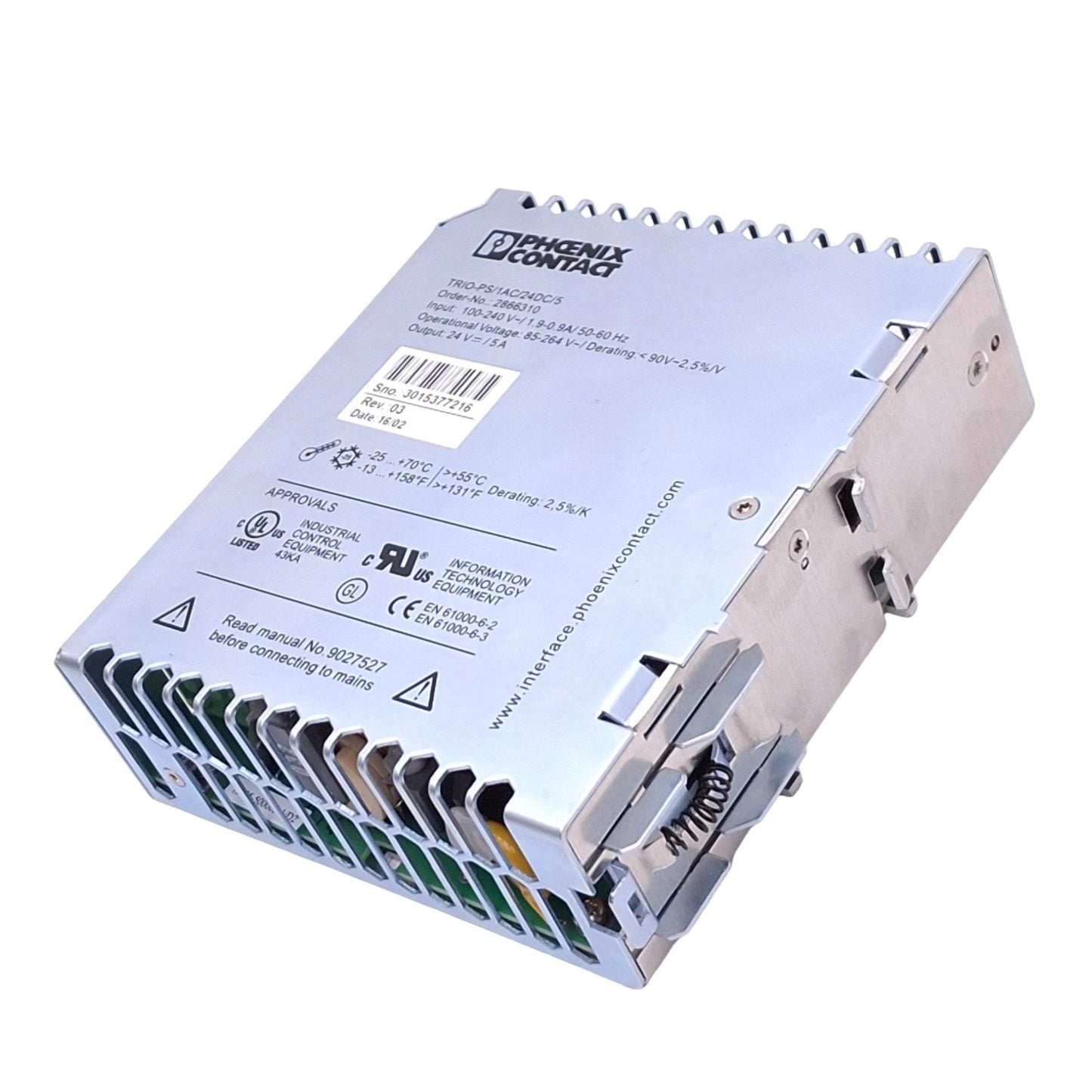Used Phoenix Contact 2866310 TRIO-PS/1AC-24DC/5 Power Supply, 24VDC 5A Out, 120W Max