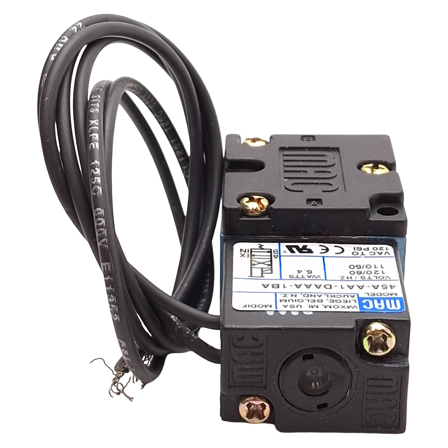Used Mac 45A-AA1-DAAA-1BA Solenoid Valve, 4/2-Way, Vac-120psi, 1/8in NPT, 120VAC Coil