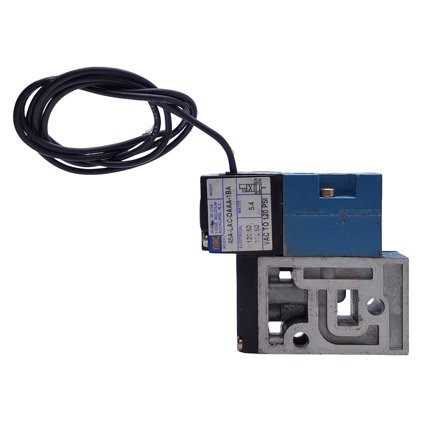 Used MAC 45A-LAC-DAAA-1BA Solenoid Valve 4/2-Way, Vac-120psi, 1/8" NPT, 120VAC Coil