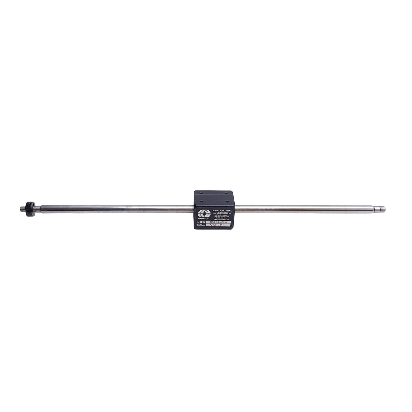 Used Amacoil RS3-10-4R5.0 Rolling Ring Linear Drive Nut, 5mm Pitch, 425mm Rail Length