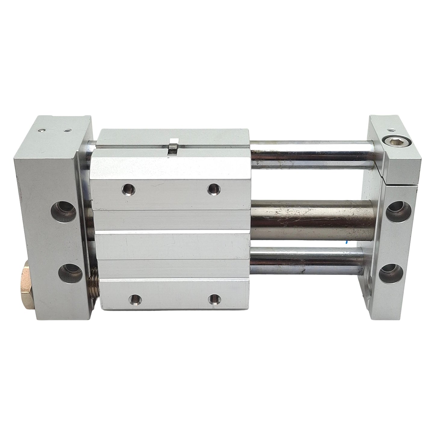 Used SMC NCDY2S15H-0200 Guided Cylinder, ø5/8in Bore, 2in Stroke, 100psi, #10-32UNF