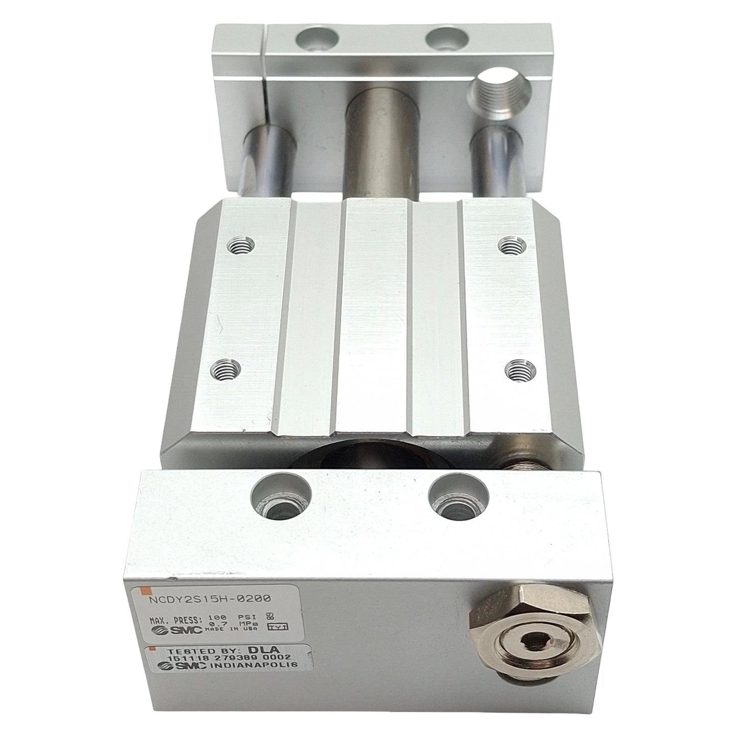 Used SMC NCDY2S15H-0200 Guided Cylinder, ø5/8in Bore, 2in Stroke, 100psi, #10-32UNF