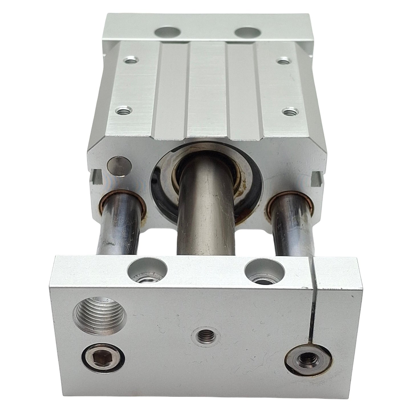 Used SMC NCDY2S15H-0200 Guided Cylinder, ø5/8in Bore, 2in Stroke, 100psi, #10-32UNF