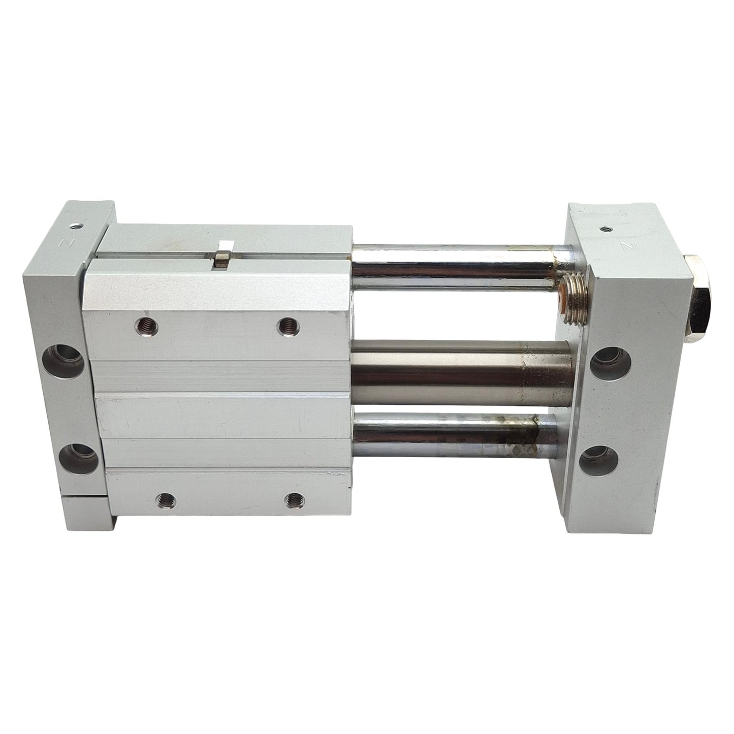 Used SMC NCDY2S15H-0200 Guided Cylinder, ø5/8in Bore, 2in Stroke, 100psi, #10-32UNF