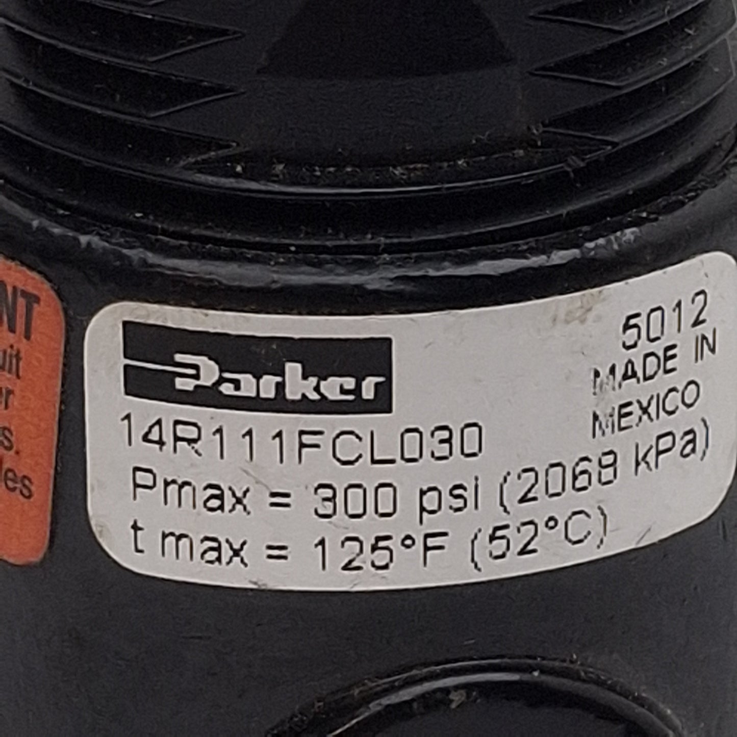 Used Parker 14R111FCL030 Pneumatic Regulator, 2-Way, 1/4in NPT, 100psi In, 30psi Set
