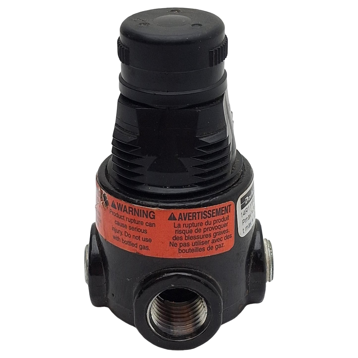 Used Parker 14R111FCL030 Pneumatic Regulator, 2-Way, 1/4in NPT, 100psi In, 30psi Set