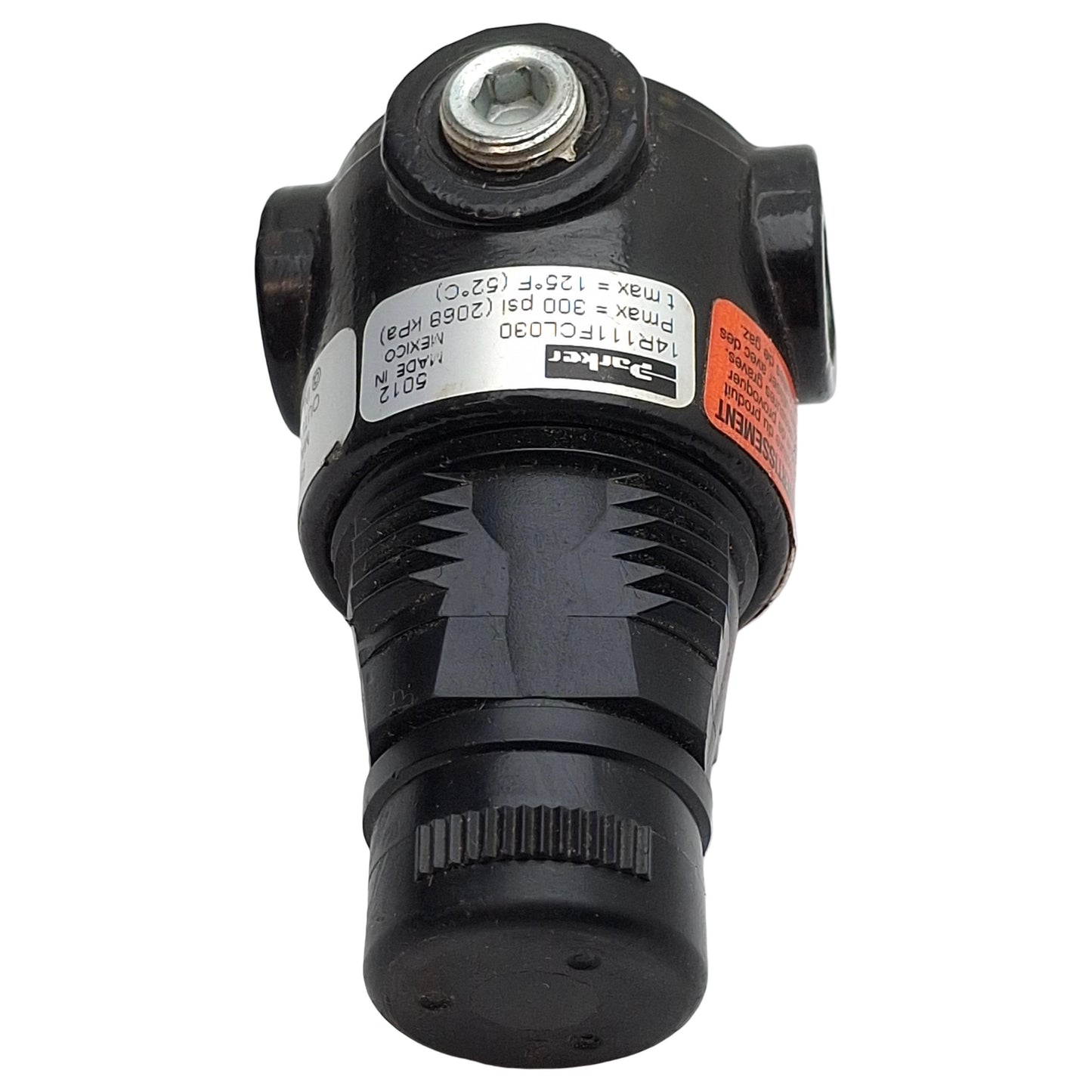 Used Parker 14R111FCL030 Pneumatic Regulator, 2-Way, 1/4in NPT, 100psi In, 30psi Set