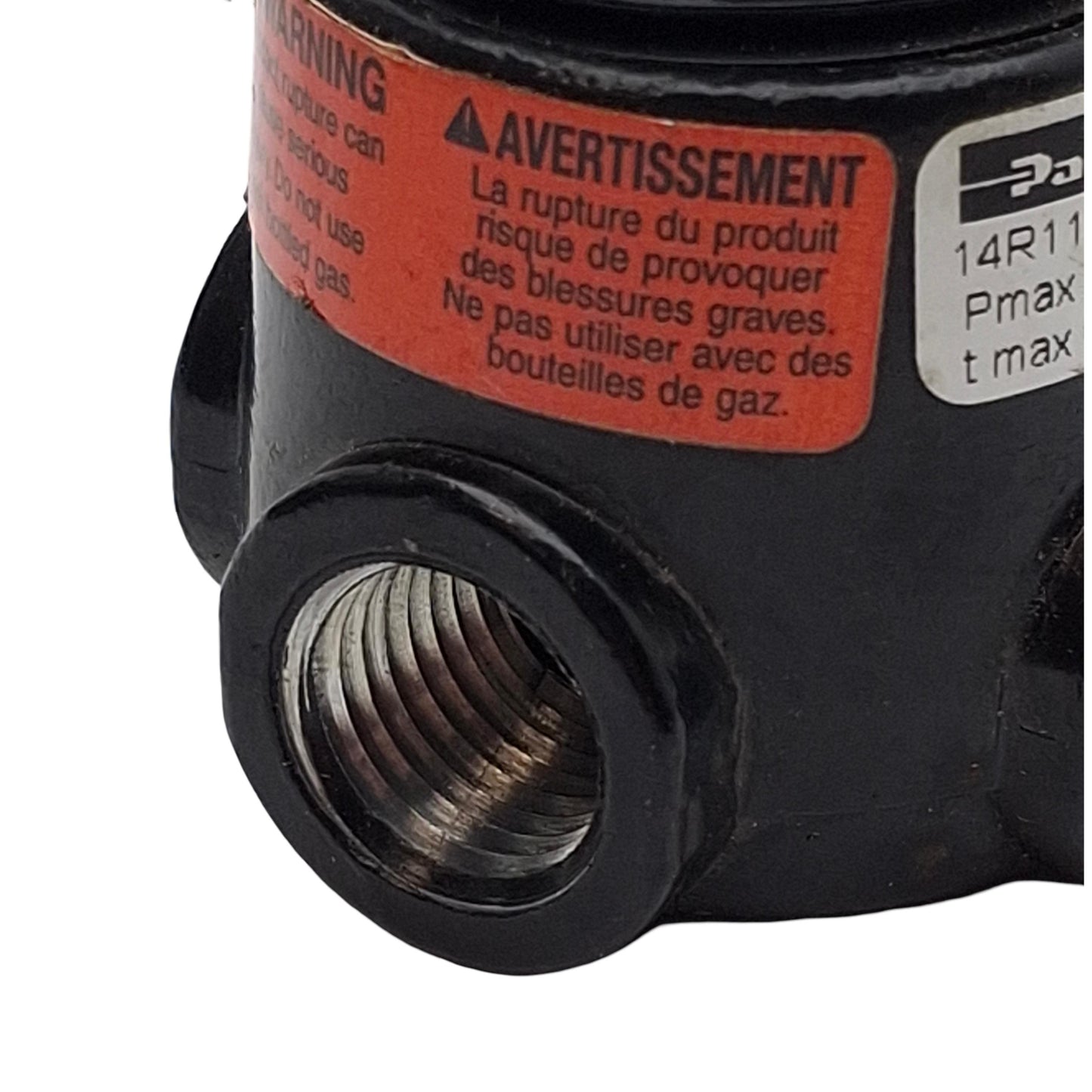 Used Parker 14R111FCL030 Pneumatic Regulator, 2-Way, 1/4in NPT, 100psi In, 30psi Set