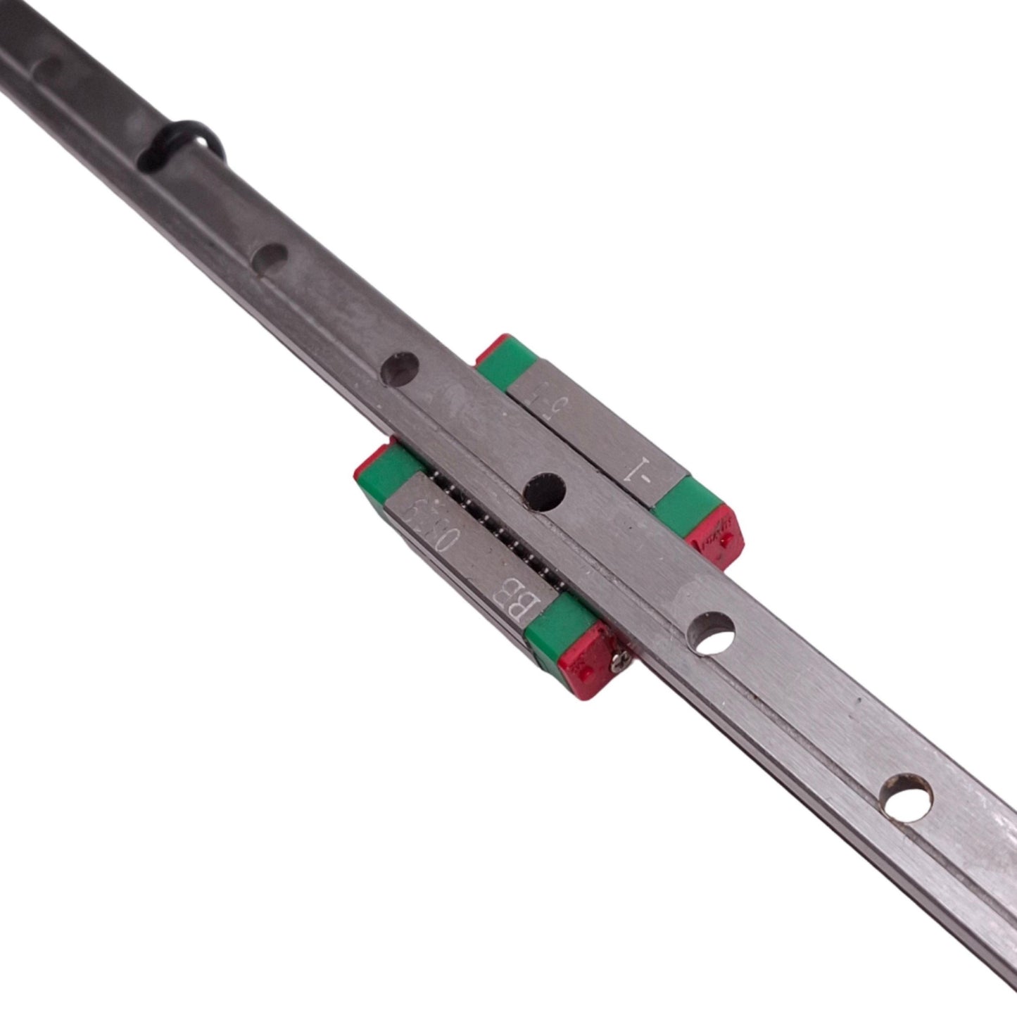 Used Hiwin MGN9H (2x) Linear Guide Blocks w/ 9x520mm Rail, 20mm Pitch, 4.10kN Max