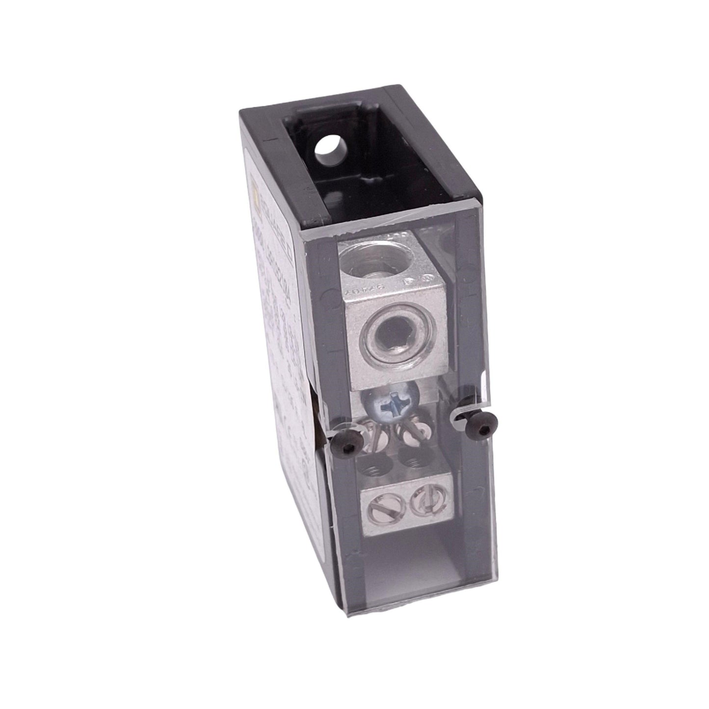 Used Square D 9080LBA162104 Power Distribution Block, 1-Line 4-Load, 600VAC 175A Max
