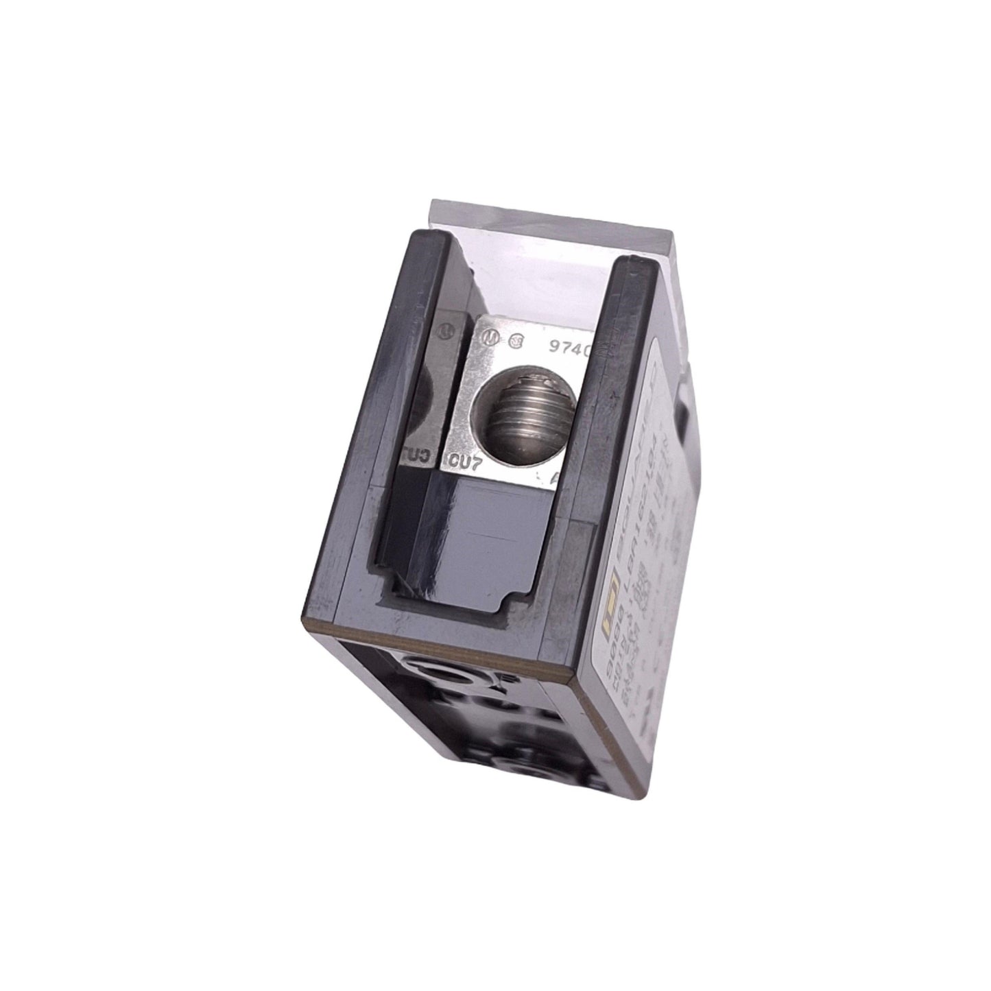Used Square D 9080LBA162104 Power Distribution Block, 1-Line 4-Load, 600VAC 175A Max