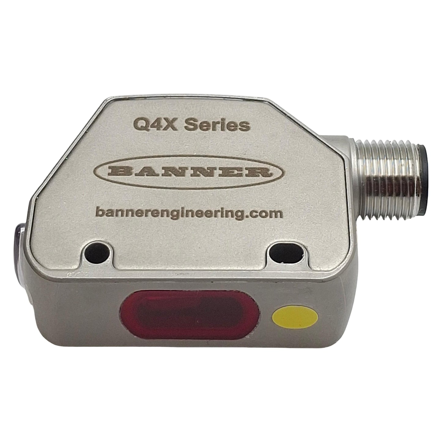 Used Banner Q4XFILAF110-Q8 Photoelectric Sensor 110mm Range, 12-30VDC, 4-20mA, 5P M12