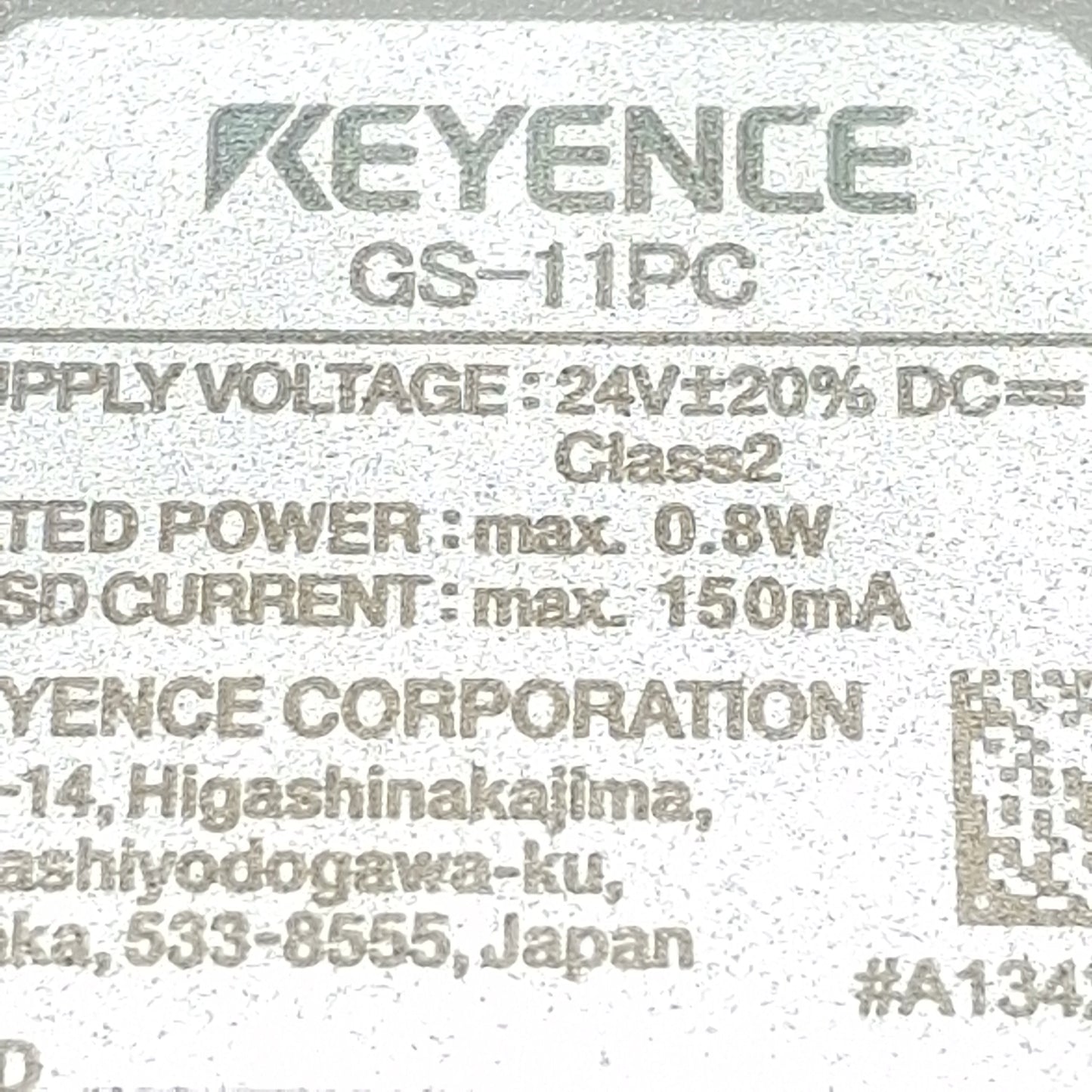 Used Keyence GS-11PC Safety Interlocking Switch PNP 24VDC 0.8W, 18/14mm Range, 8P M8