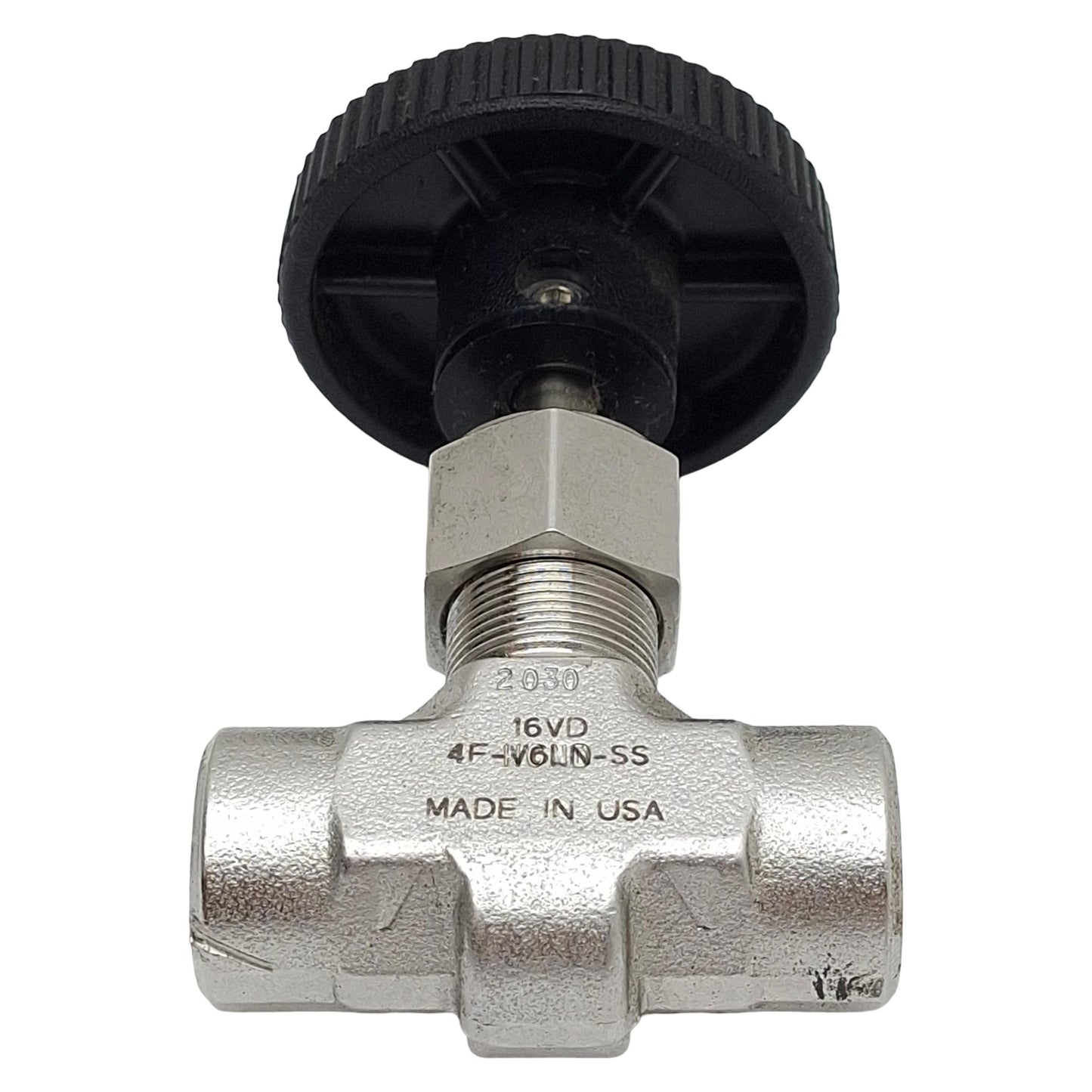 Used Parker 4F-V6LN-SS Stainless Steel Needle Valve, 2-Way, 1/4in NPT, 5000psi Max