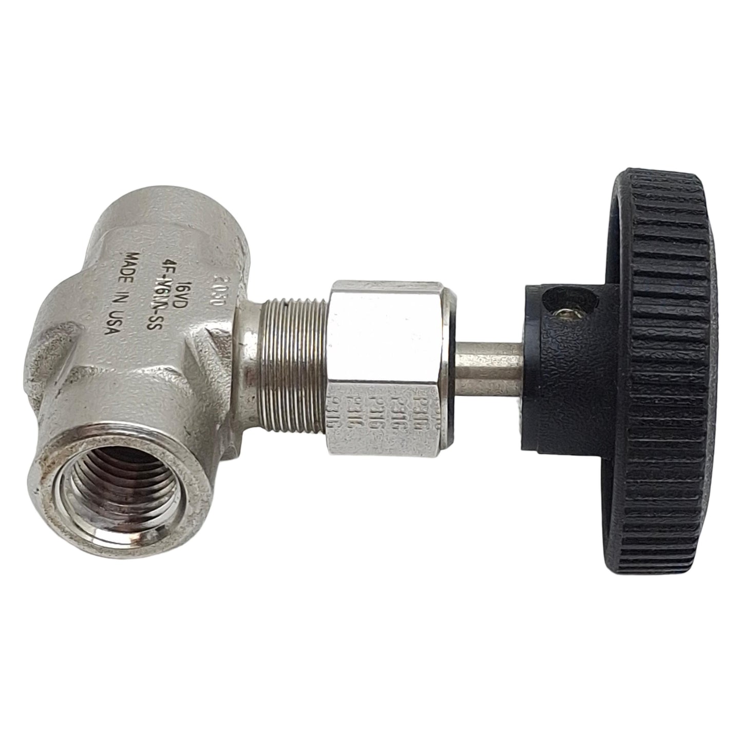 Used Parker 4F-V6LN-SS Stainless Steel Needle Valve, 2-Way, 1/4in NPT, 5000psi Max