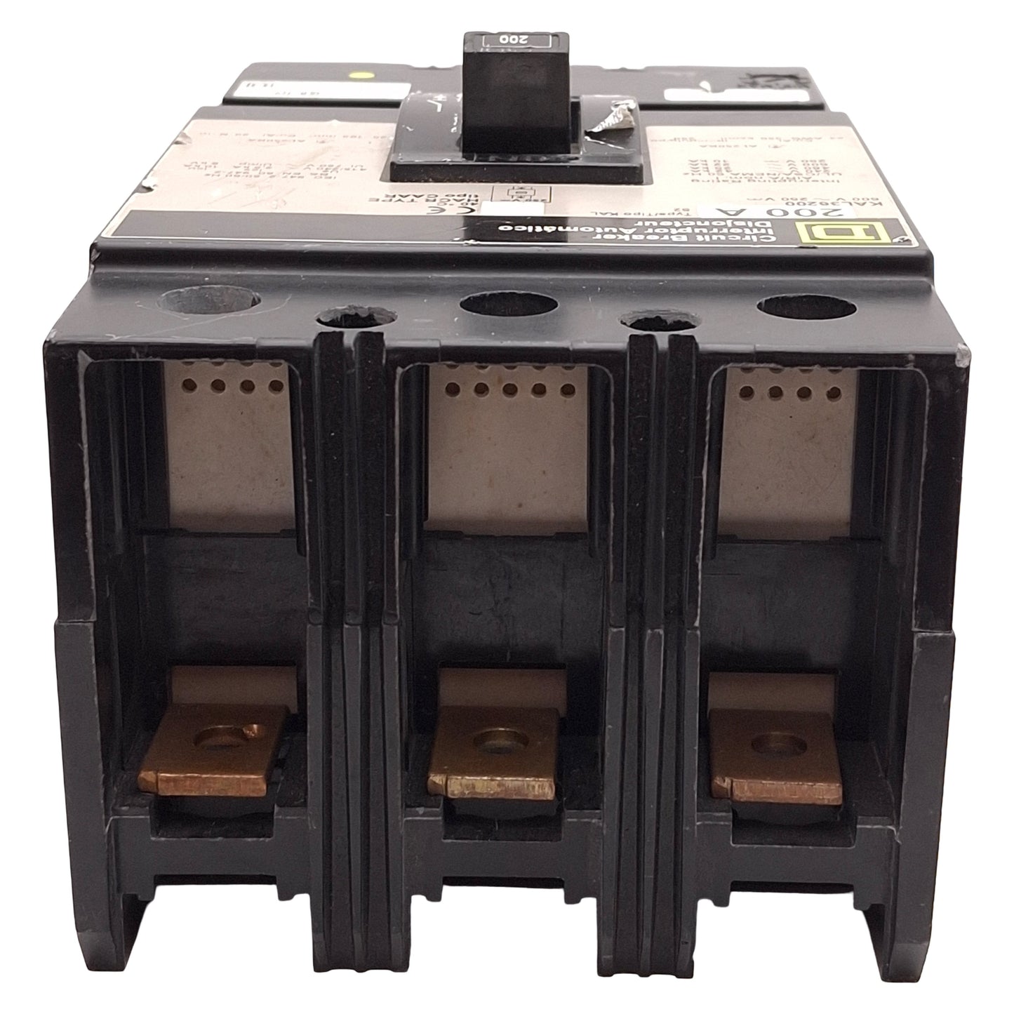 Used Square D KAL36200 Molded Case Circuit Breaker, 200A, 600VAC/250VDC *Terminals*